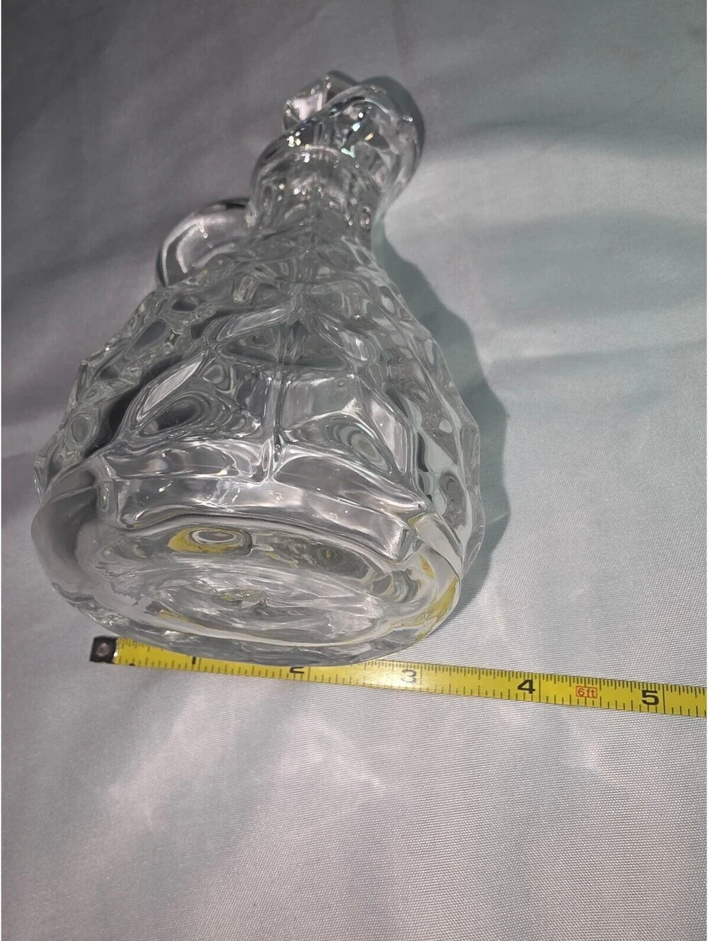 Vintage Clear Pressed Glass Cruet Decanter w Glass Stopper 6